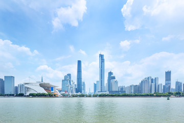 Fototapeta premium Zhujiang River and modern building of financial district in guangzhou china.
