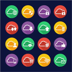 Cloud Service Icons Flat Design Circle