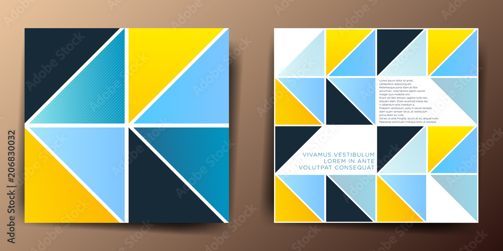 Poster set of two color abstract backgrounds with graphic elements and text.