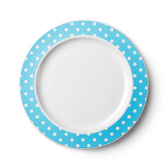 Empty plate polka dot pattern design with clipping path