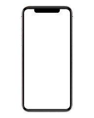 Mobile smart phone with white screen isolated on white background with clipping path