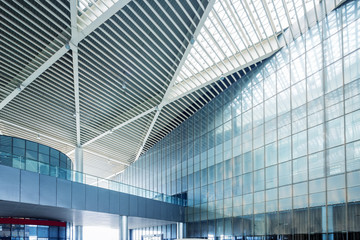 empty hall with glass wall