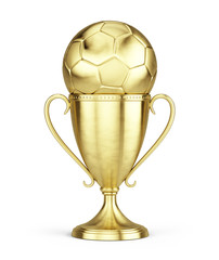 old soccer trophy cup isolated on a white background. 3d rendering