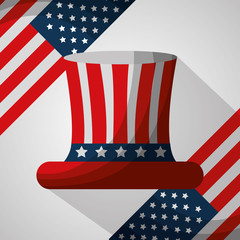 Obraz premium top hat flags american independence day vector illustration