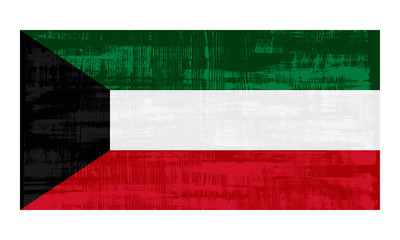 Kuwait flag isolated on white background. Vector illustration in grunge style.