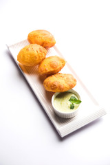 Homemade Fried Puri or Poori Or Indian Bread, selective focus