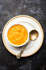 Mango Pulp / Aam rus or Ras served in small bowls, selective focus