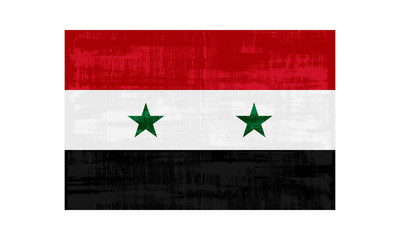 Syria flag isolated on white background. Vector illustration in grunge style.