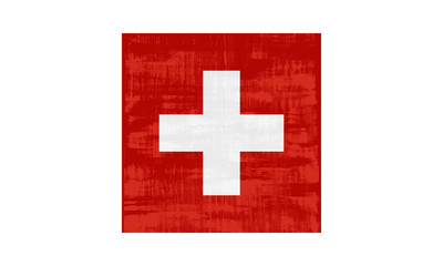 Fototapeta premium Switzerland flag isolated on white background. Vector illustration in grunge style.