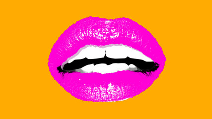Lovely female lips in vivid colors - obrazy, fototapety, plakaty
