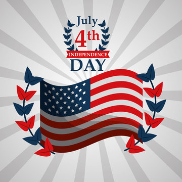 waving flag emblem american independence day vector illustration