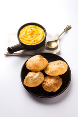 Amrakhand OR Mango Shrikhand with puri or Poori