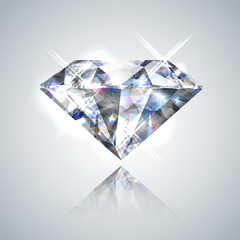 Fototapeta na wymiar Diamond isolated on white - realistic vector illustration