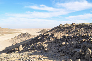 desert, mountains, sand on a sunny day