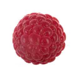 red fresh raspberry isolated on white background