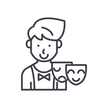 Acting skills black icon concept. Acting skills flat  vector symbol, sign, illustration.