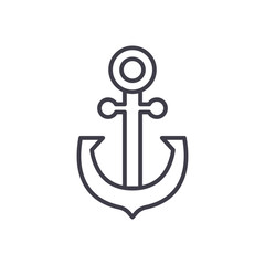 Anchoring black icon concept. Anchoring flat  vector symbol, sign, illustration.