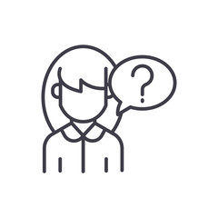 Asking a question black icon concept. Asking a question flat  vector symbol, sign, illustration.