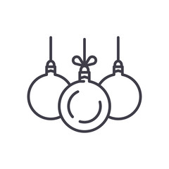 Christmas balls black icon concept. Christmas balls flat  vector symbol, sign, illustration.