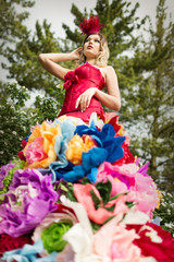 woman topless in golden crown