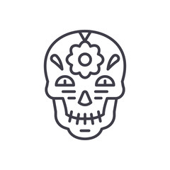 Decoration skull black icon concept. Decoration skull flat  vector symbol, sign, illustration.