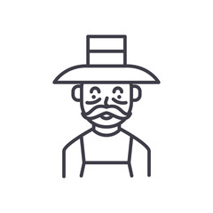 Fototapeta premium Elderly farmer black icon concept. Elderly farmer flat vector symbol, sign, illustration.