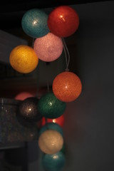 Colourful string light spheres