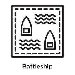 Battleship icon vector sign and symbol isolated on white background