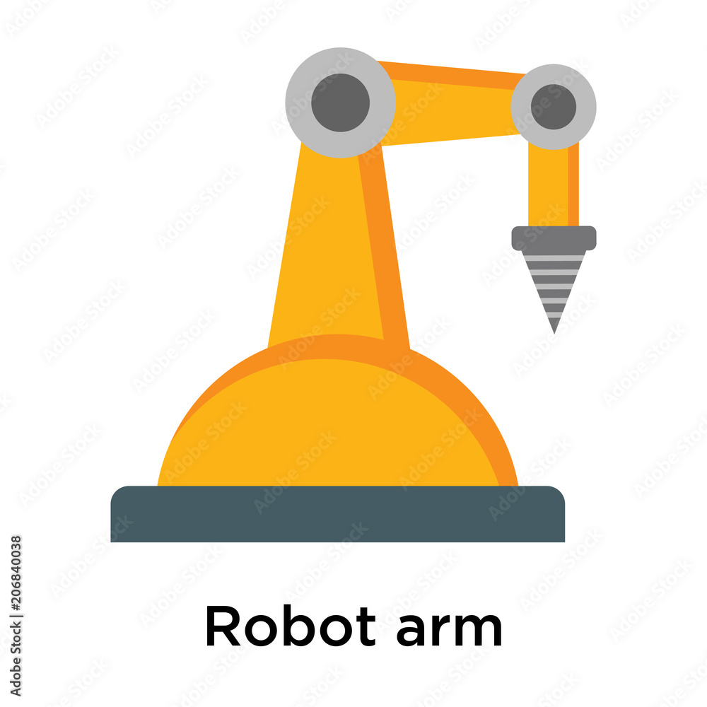 Poster robot arm icon vector sign and symbol isolated on white background