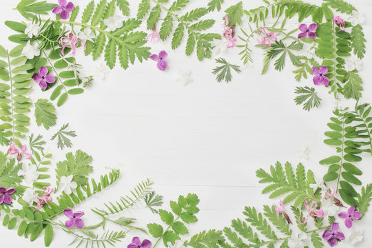 floral pattern on  white wooden background