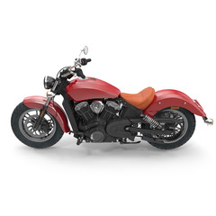 Classic Motorbike isolated on white. Side view. 3D illustration