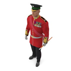 Irish Guard Sergeant on white. 3D illustration