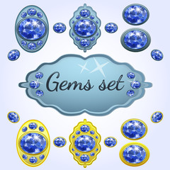 Collection of gems.Set of banners.