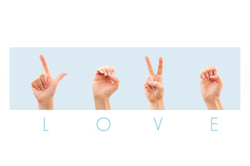 Love in American sign language.