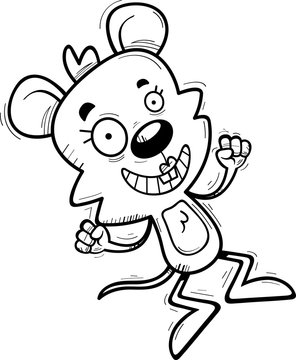 Cartoon Female Mouse Jumping