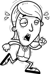 Exhausted Cartoon Businesswoman