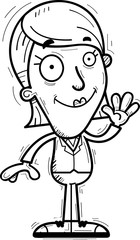 Cartoon Businesswoman Waving