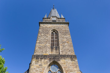 Fototapeta na wymiar Tower of the historic Petri church in Herford, Germany