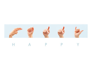 Fototapeta premium Happy word in american sign language