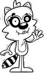 Cartoon Female Raccoon Waving