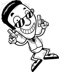 Cartoon Black Agent Jumping