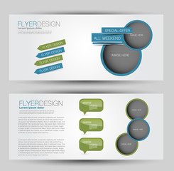 Flyer banner or web header template set. Vector illustration promotion design background. Green and blue color.