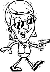 Cartoon Senior Agent Walking