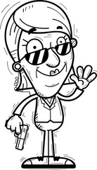 Cartoon Senior Agent Waving