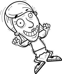 Cartoon Senior Citizen Jumping