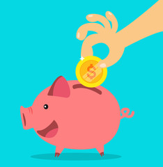Fototapeta premium piggy bank. money saving concept. vector illustration.