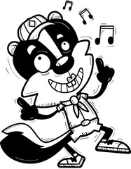 Cartoon Female Skunk Scout Dancing