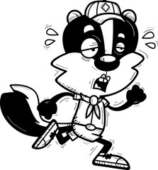 Exhausted Cartoon Female Skunk Scout
