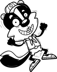 Cartoon Female Skunk Scout Jumping