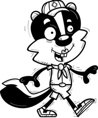 Cartoon Female Skunk Scout Walking